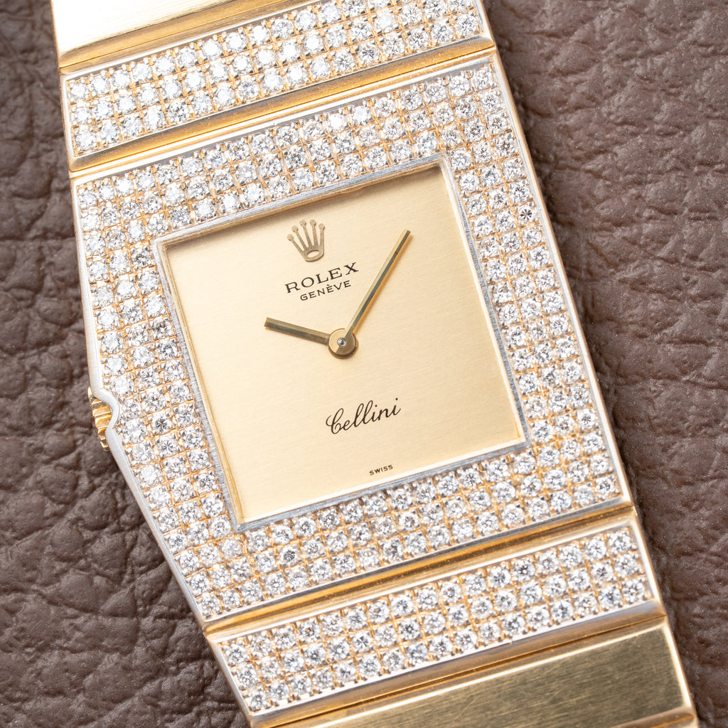 Rolex King Midas 'Cellini' 18k Yellow Gold Diamond Set Rare Second Series Ref.  Ref. 3580 from 1970s