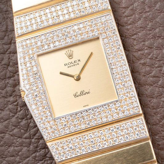 Rolex King Midas 'Cellini' 18k Yellow Gold Diamond Set Rare Second Series Ref.  Ref. 3580 from 1970s