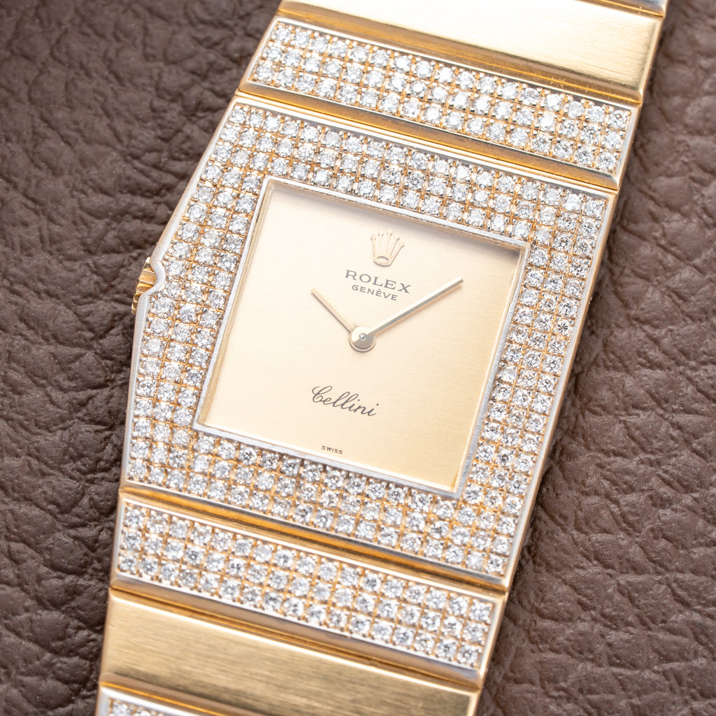 Rolex King Midas 'Cellini' 18k Yellow Gold Diamond Set Rare Second Series Ref.  Ref. 3580 from 1970s