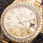 Rolex Lady-Datejust 26 Factory Diamond Dial, Bezel & Lugs  18K Yellow Gold Ref 69158 from 1989