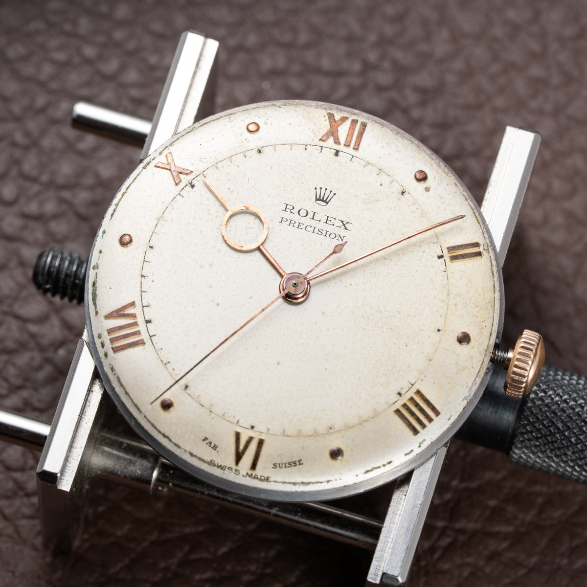 Rolex Precision 'Pontife' hands 18k Rosé Gold Fab. Suisse French Case from 1940s