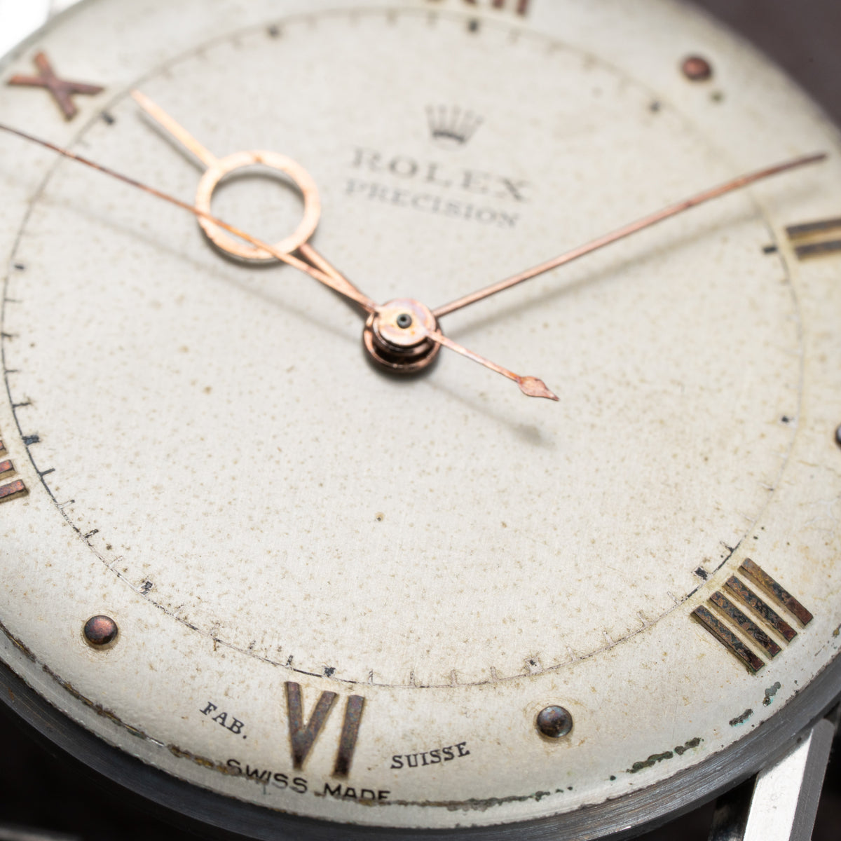 Rolex Precision 'Pontife' hands 18k Rosé Gold Fab. Suisse French Case from 1940s