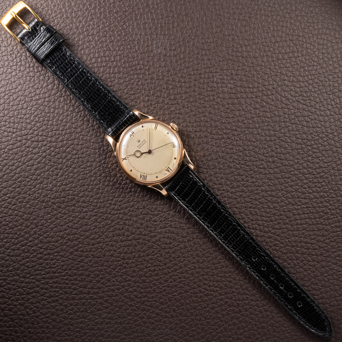 Rolex Precision 'Pontife' hands 18k Rosé Gold Fab. Suisse French Case from 1940s