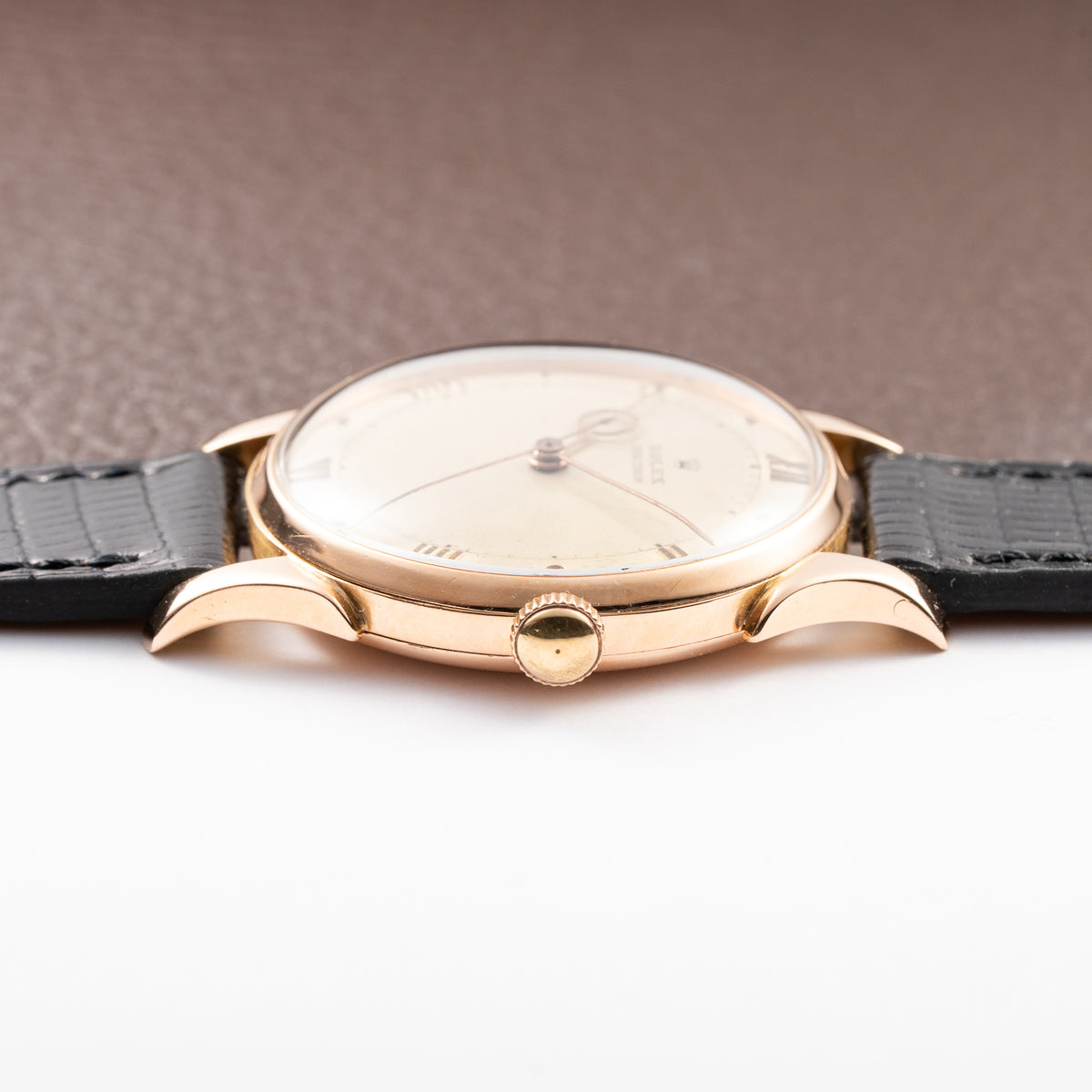 Rolex Precision 'Pontife' hands 18k Rosé Gold Fab. Suisse French Case from 1940s