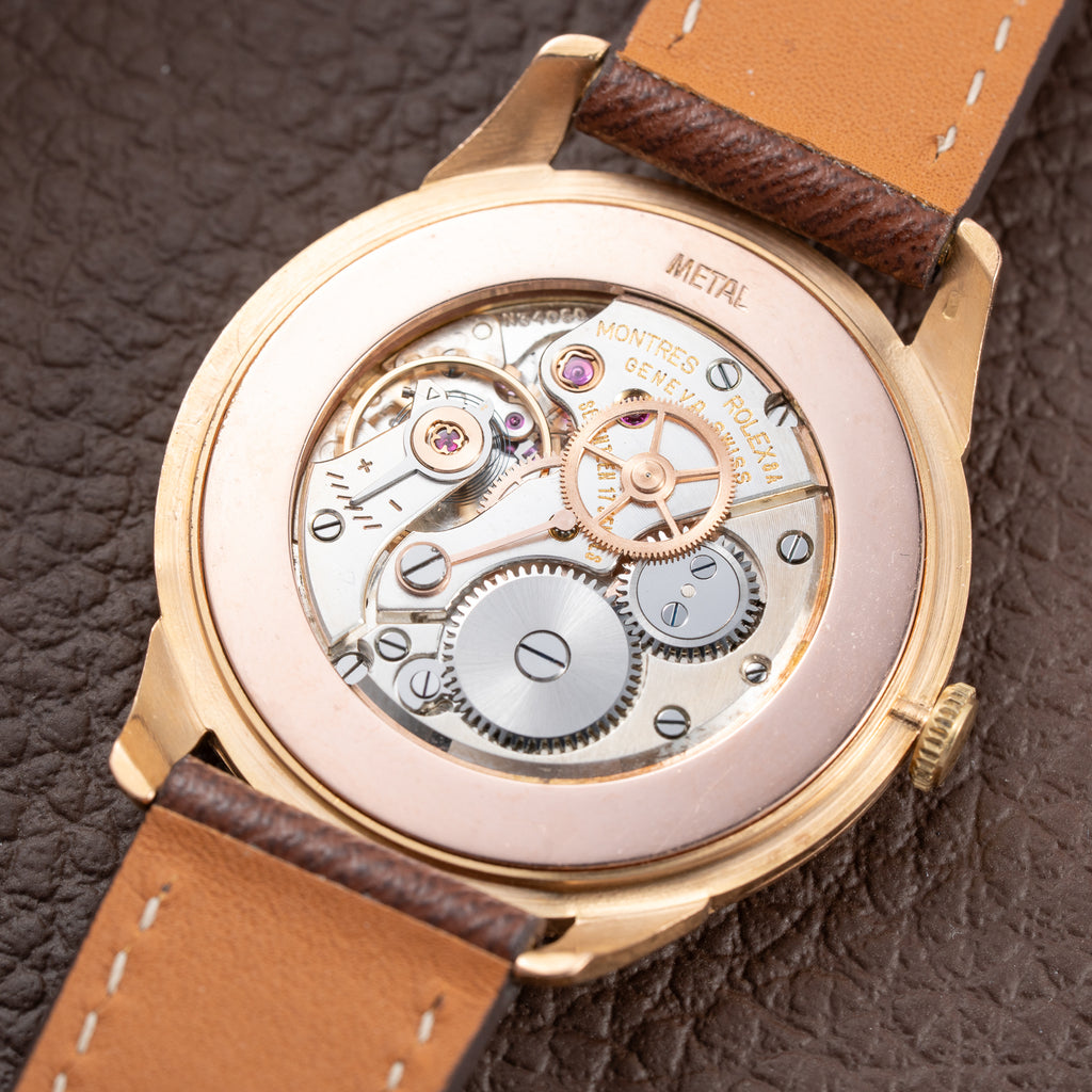 Rolex Precision 18K Rosé Gold with Faceted Diamond Index Dial Ref. 9205 Circa 1956
