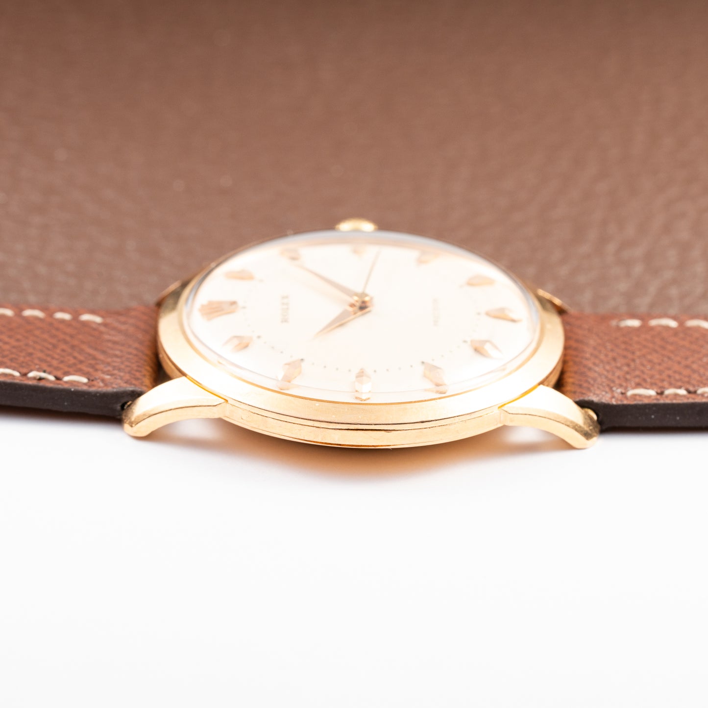 Rolex Precision 18K Rosé Gold with Faceted Diamond Index Dial Ref. 9205 Circa 1956