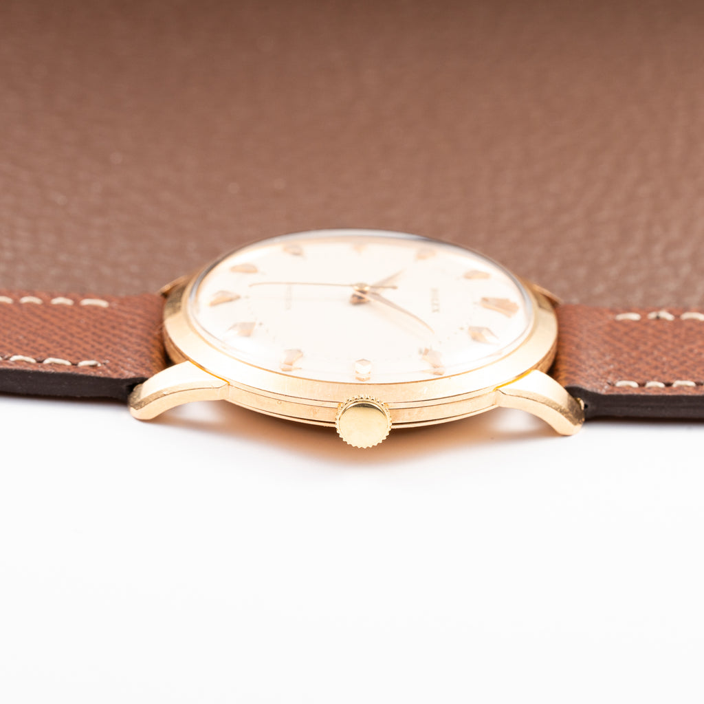 Rolex Precision 18K Rosé Gold with Faceted Diamond Index Dial Ref. 9205 Circa 1956