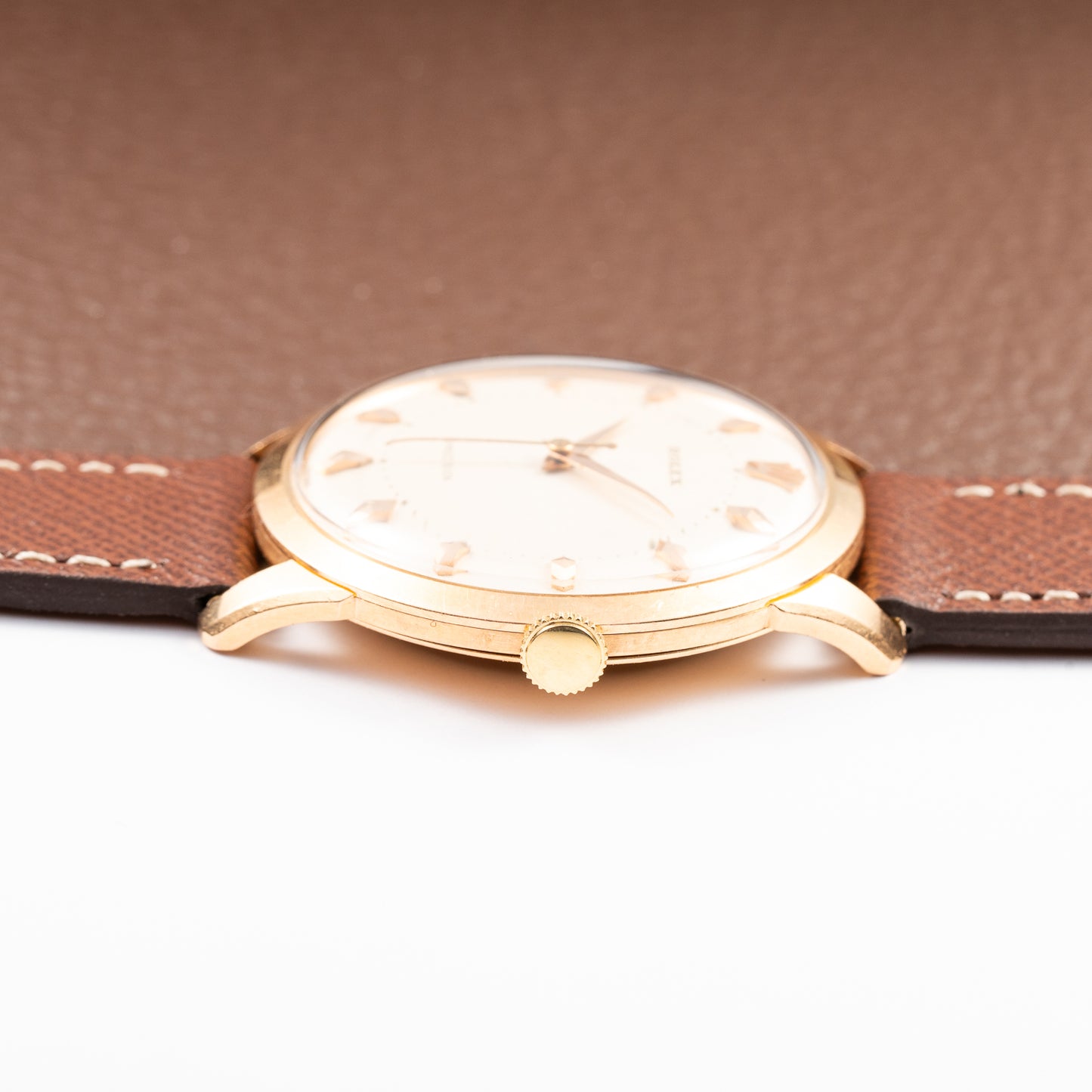 Rolex Precision 18K Rosé Gold with Faceted Diamond Index Dial Ref. 9205 Circa 1956