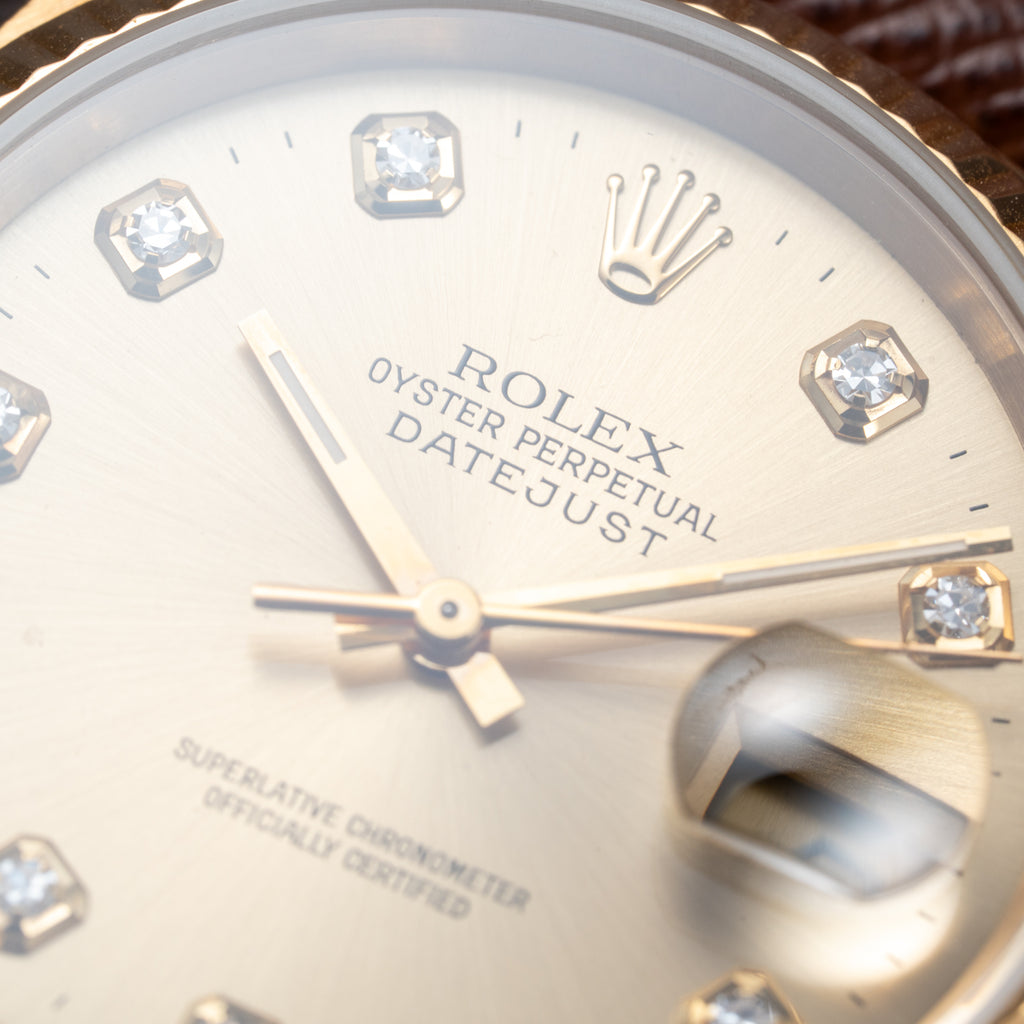 Rolex Datejust 36 Diamond Dial 18K Yellow Gold Ref 16018 from 1987