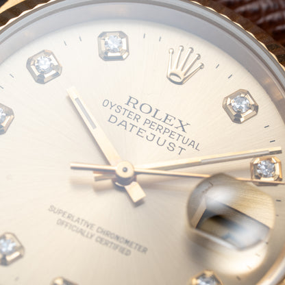 Rolex Datejust 36 Diamond Dial 18K Yellow Gold Ref 16018 from 1987