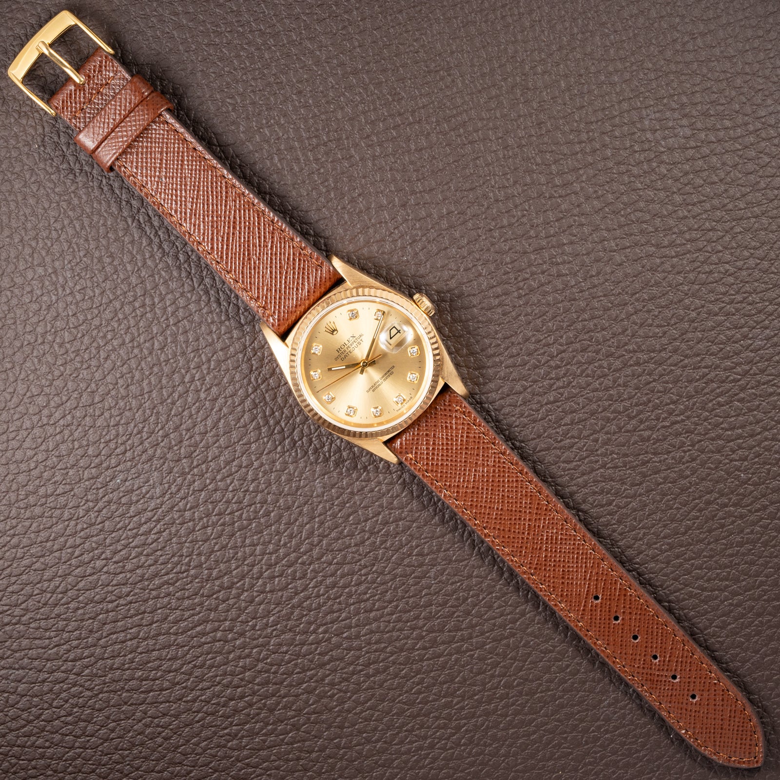 Rolex Datejust 36 Diamond Dial 18K Yellow Gold Ref 16018 from 1987