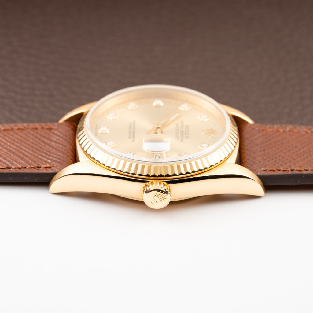 Rolex Datejust 36 Diamond Dial 18K Yellow Gold Ref 16018 from 1987