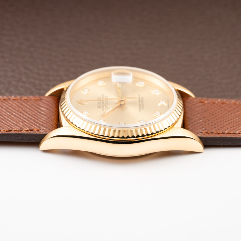 Rolex Datejust 36 Diamond Dial 18K Yellow Gold Ref 16018 from 1987