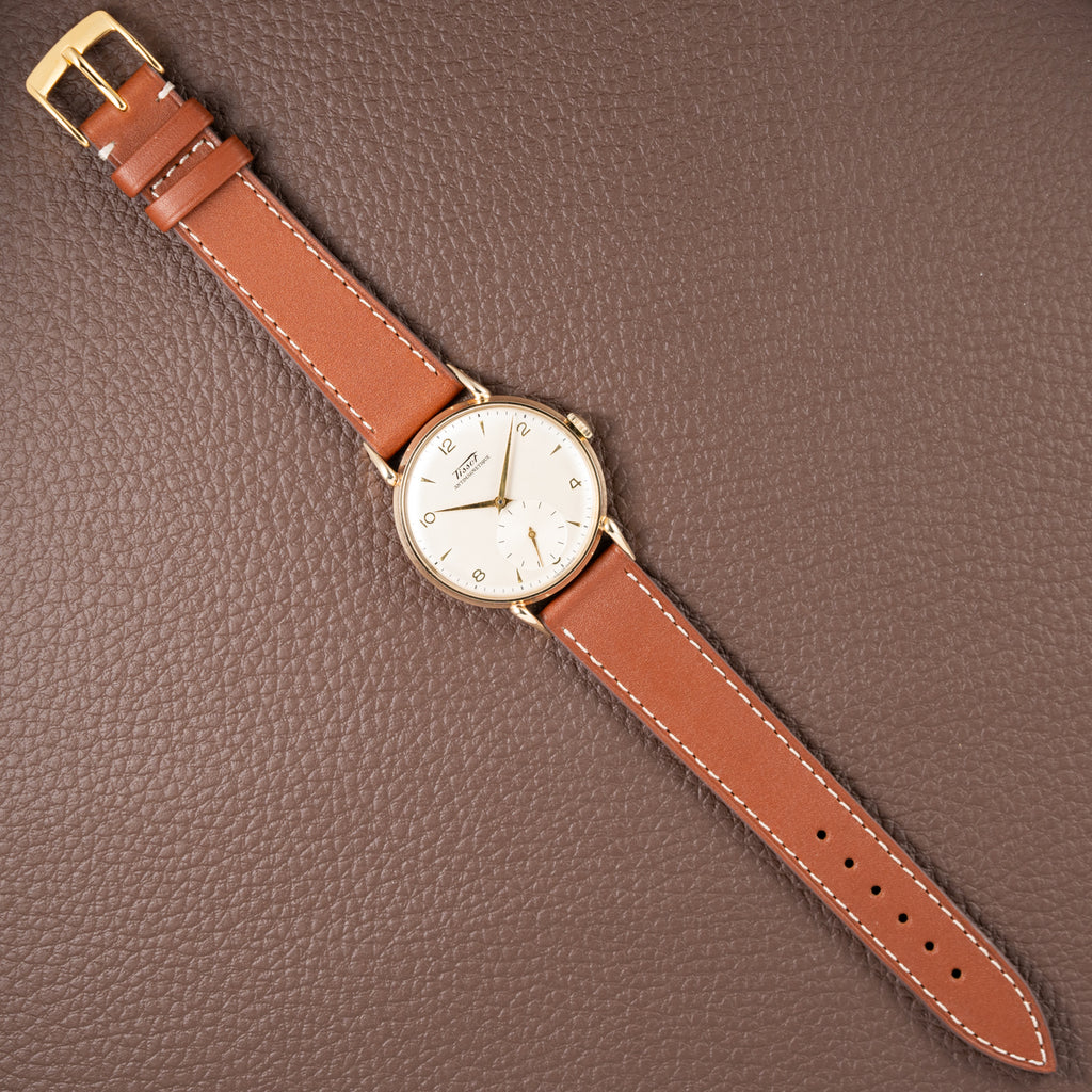 Tissot Antimagnetique Gold 14k Oversized with Tear Drop Lugs from the 1940s