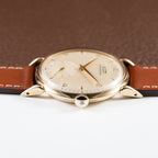 Tissot Antimagnetique Gold 14k Oversized with Tear Drop Lugs from the 1940s