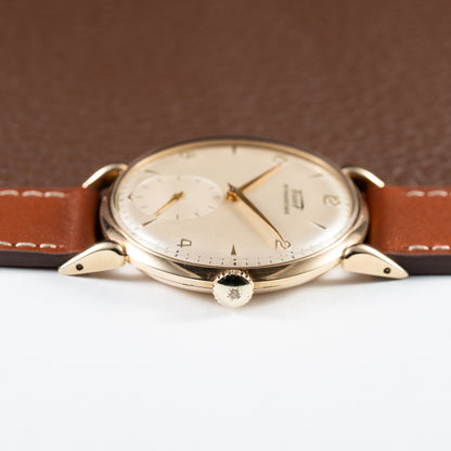 Tissot Antimagnetique Gold 14k Oversized with Tear Drop Lugs from the 1940s