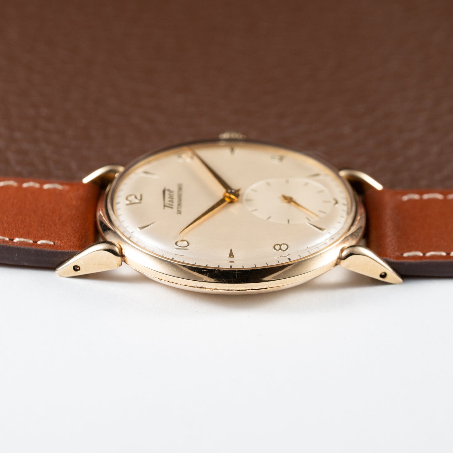 Tissot Antimagnetique Gold 14k Oversized with Tear Drop Lugs from the 1940s