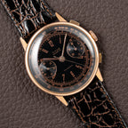 Titus Black Gilt Dial Jumbo Chronograph 18K Rosé Gold from the 1940s/50s