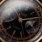 Titus Black Gilt Dial Jumbo Chronograph 18K Rosé Gold from the 1940s/50s