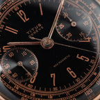 Titus Black Gilt Dial Jumbo Chronograph 18K Rosé Gold from the 1940s/50s