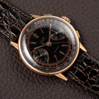 Titus Black Gilt Dial Jumbo Chronograph 18K Rosé Gold from the 1940s/50s