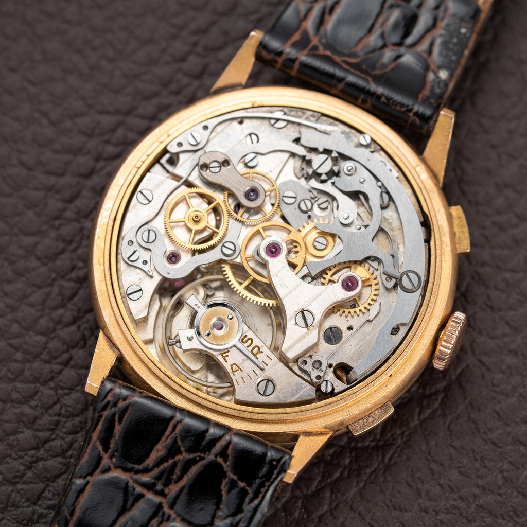 Titus Black Gilt Dial Jumbo Chronograph 18K Rosé Gold from the 1940s/50s