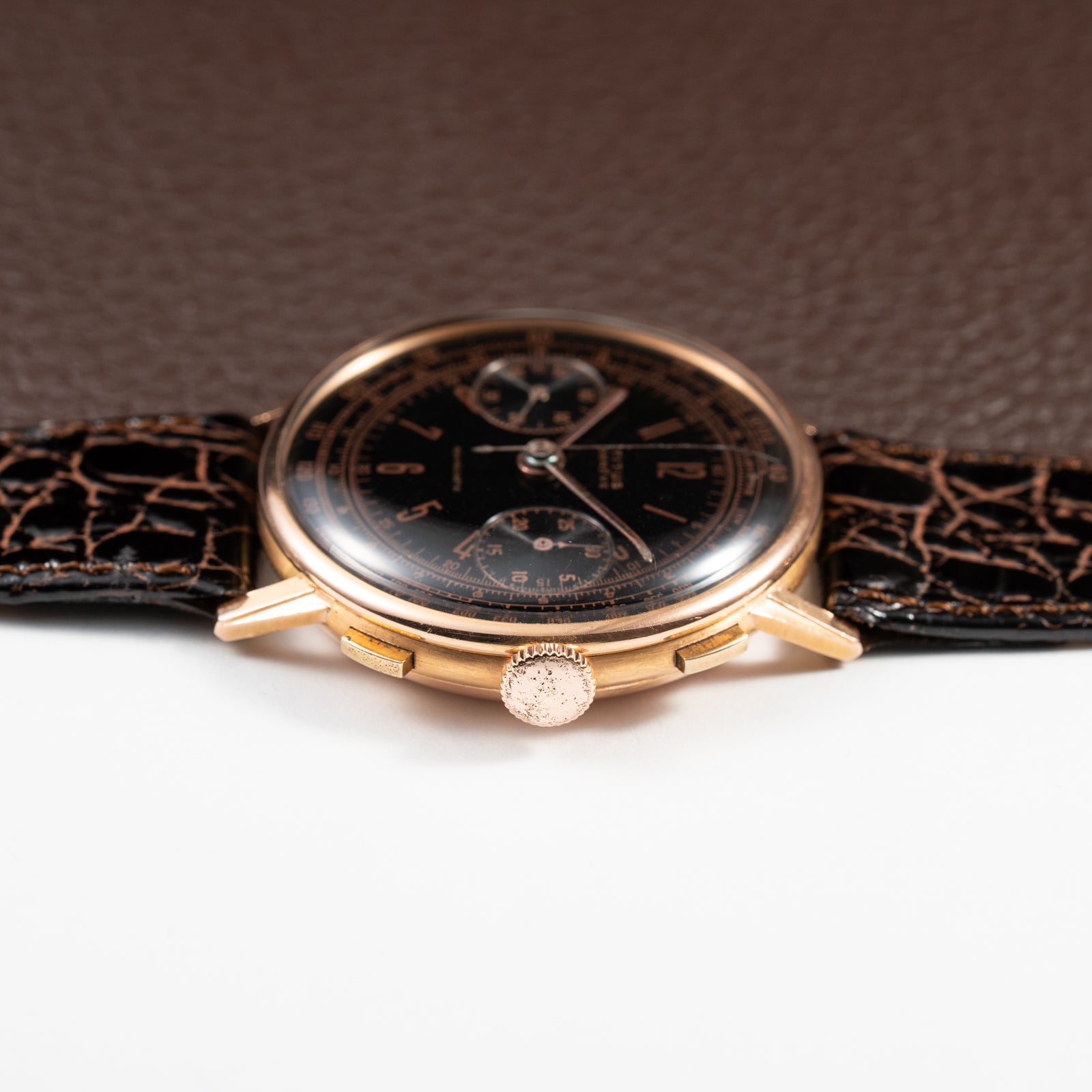 Titus Black Gilt Dial Jumbo Chronograph 18K Rosé Gold from the 1940s/50s