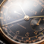 Titus Genève Non Magnetic Black Gilt Dial Rosé Gold 18K Oversized 1940s