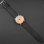 Universal Genève Compax Pink Salmon Dial Steel Fancy Lugs Calibre 285 Ref 22458 from 1940s