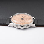 Universal Genève Compax Pink Salmon Dial Steel Fancy Lugs Calibre 285 Ref 22458 from 1940s
