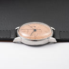 Universal Genève Compax Pink Salmon Dial Steel Fancy Lugs Calibre 285 Ref 22458 from 1940s