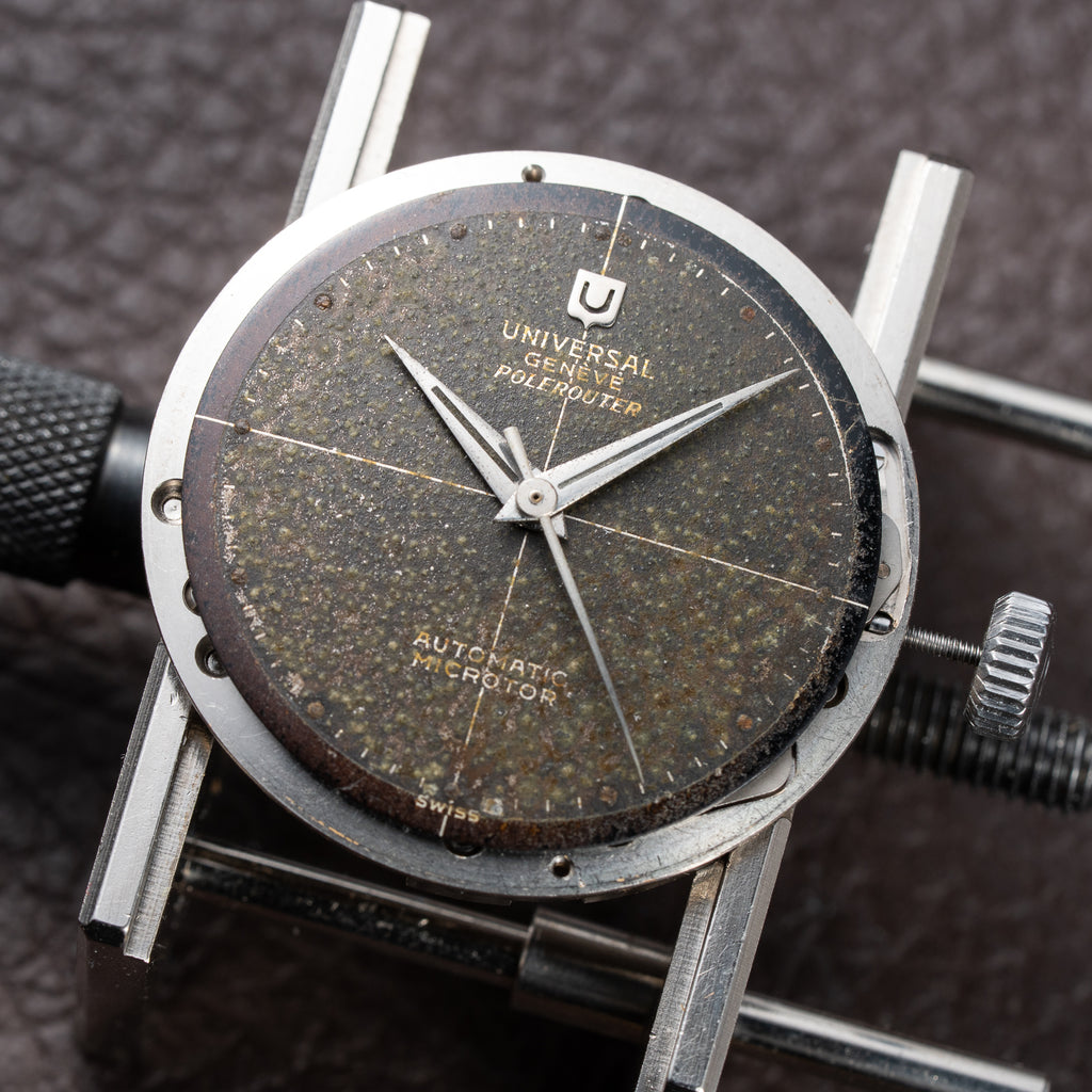 Universal Genève Polerouter Micro-Rotor Tropical Black Crosshair Dial Ref. 204610 From 1960s