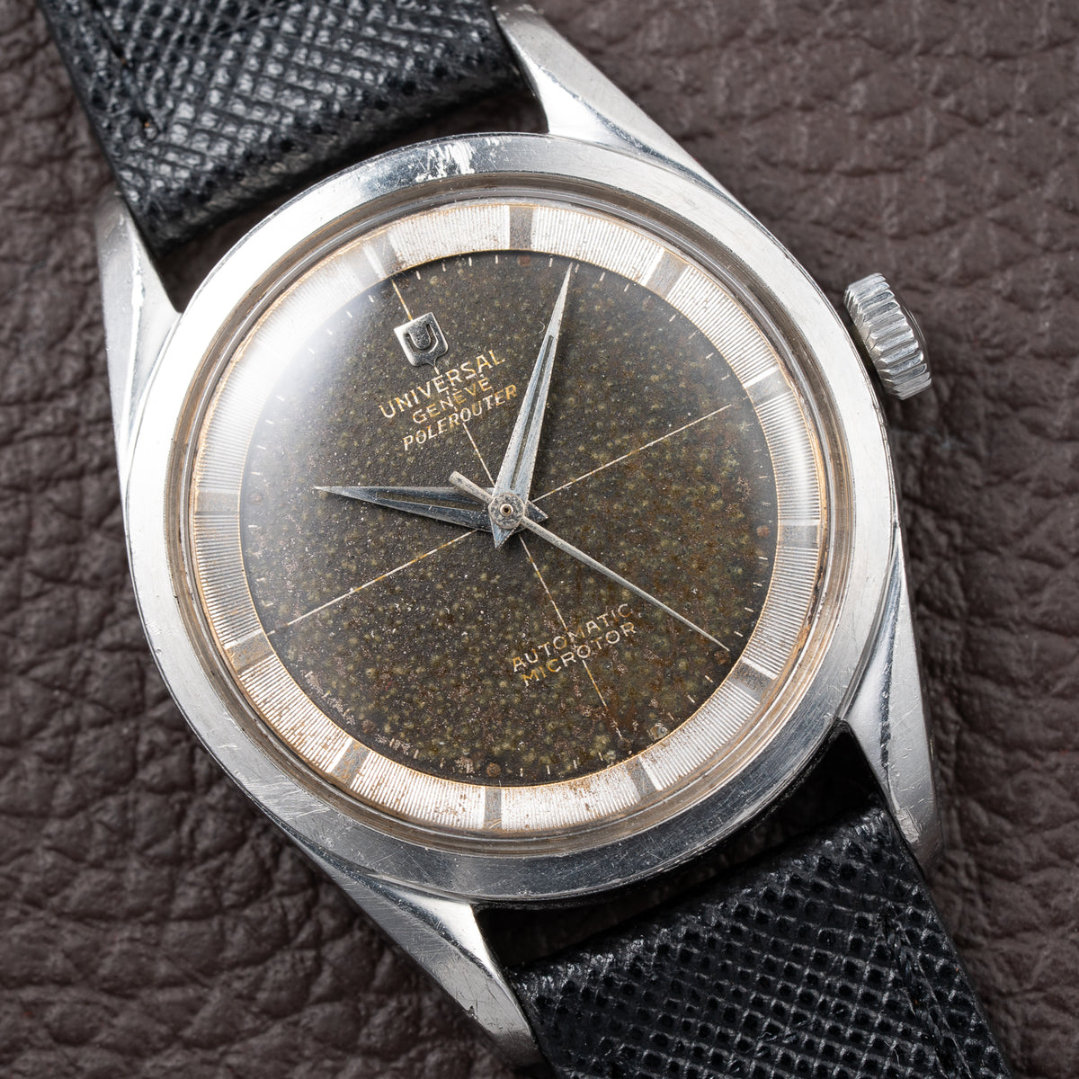 Universal Genève Polerouter Micro-Rotor Tropical Black Crosshair Dial Ref. 204610 From 1960s