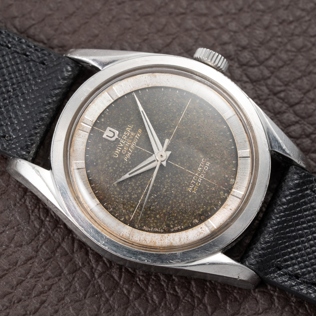Universal Genève Polerouter Micro-Rotor Tropical Black Crosshair Dial Ref. 204610 From 1960s