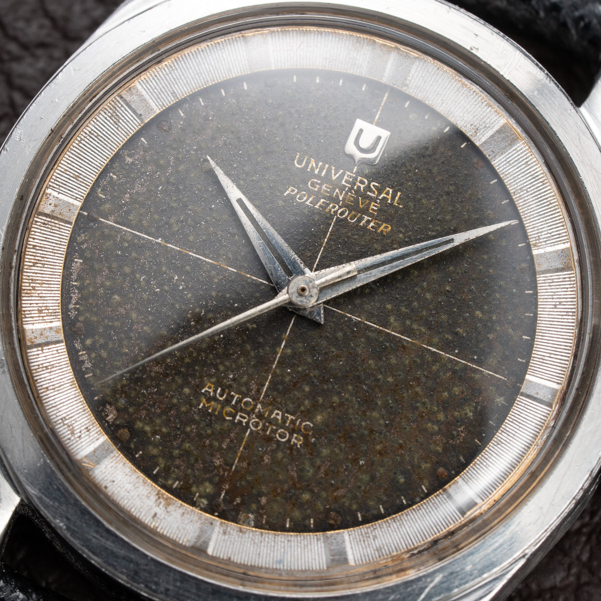 Universal Genève Polerouter Micro-Rotor Tropical Black Crosshair Dial Ref. 204610 From 1960s