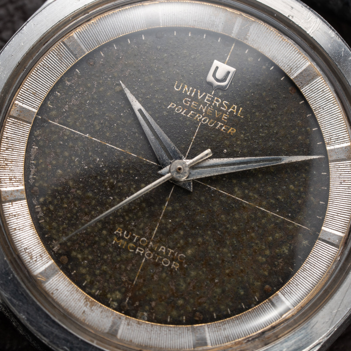 Universal Genève Polerouter Micro-Rotor Tropical Black Crosshair Dial Ref. 204610 From 1960s