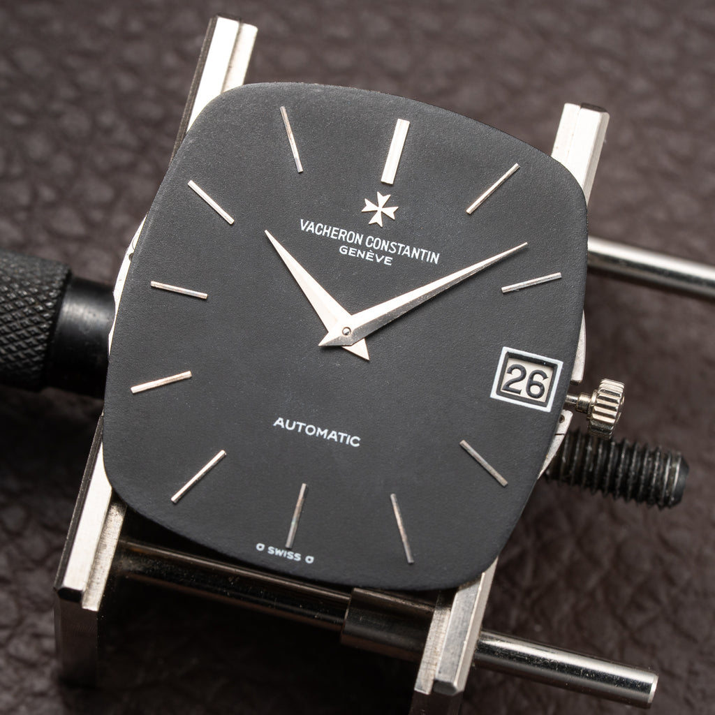 Vacheron Constantin Automatic Matt Black Sigma Dial Ultra-Thin  TV Case 18K White Gold Ref. 2196 from 1970s