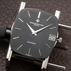 Vacheron Constantin Automatic Matt Black Sigma Dial Ultra-Thin  TV Case 18K White Gold Ref. 2196 from 1970s