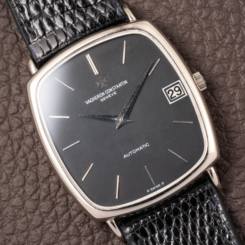 Vacheron Constantin Automatic Matt Black Sigma Dial Ultra-Thin  TV Case 18K White Gold Ref. 2196 from 1970s