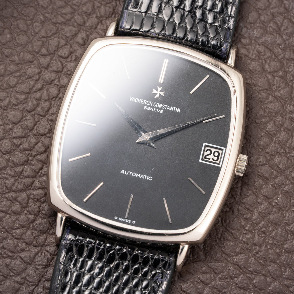 Vacheron Constantin Automatic Matt Black Sigma Dial Ultra-Thin  TV Case 18K White Gold Ref. 2196 from 1970s