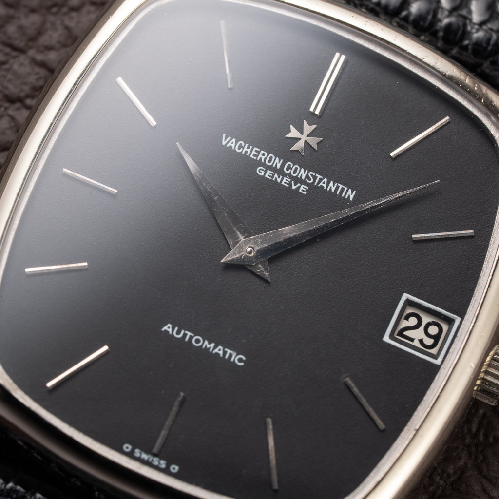 Vacheron Constantin Automatic Matt Black Sigma Dial Ultra-Thin  TV Case 18K White Gold Ref. 2196 from 1970s