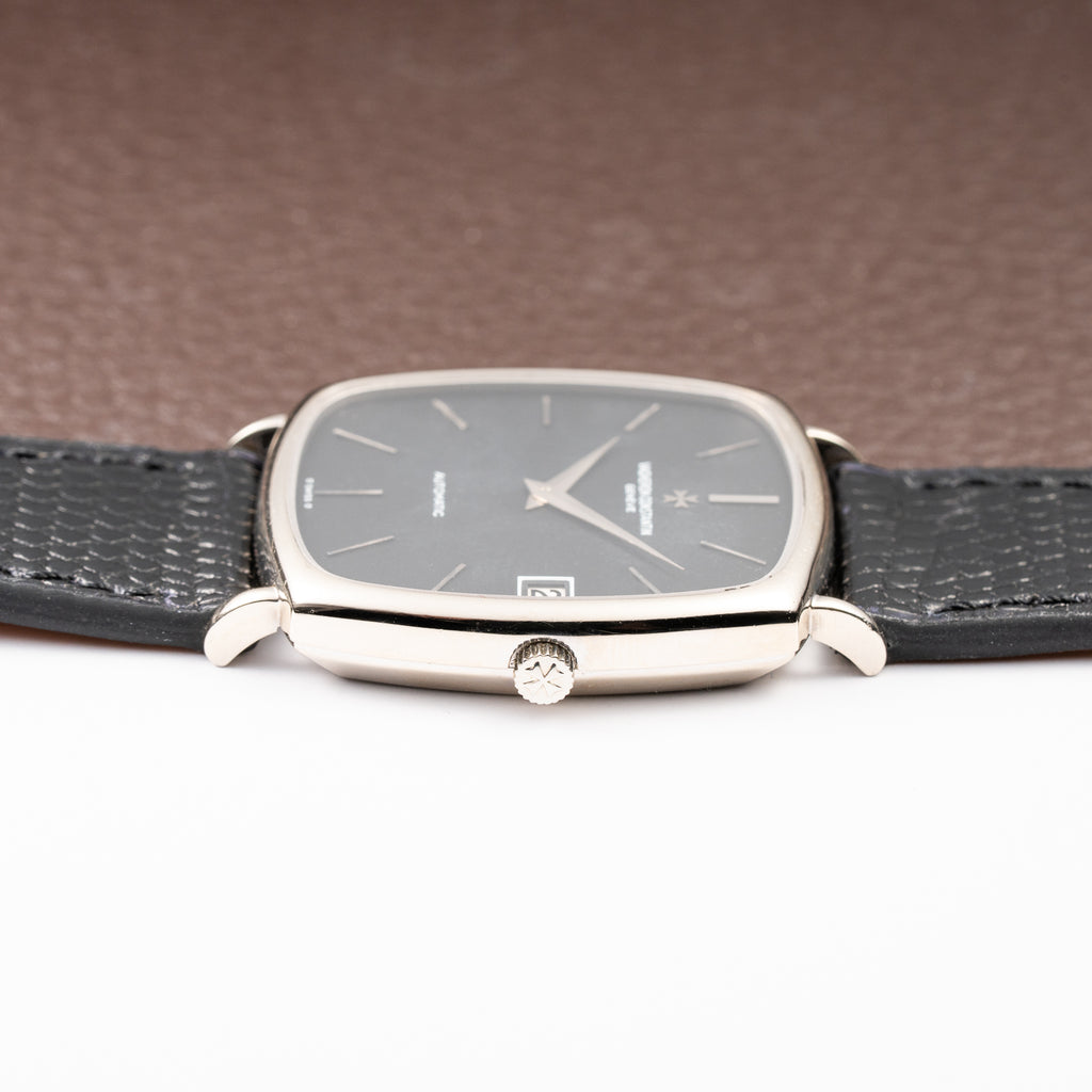 Vacheron Constantin Automatic Matt Black Sigma Dial Ultra-Thin  TV Case 18K White Gold Ref. 2196 from 1970s
