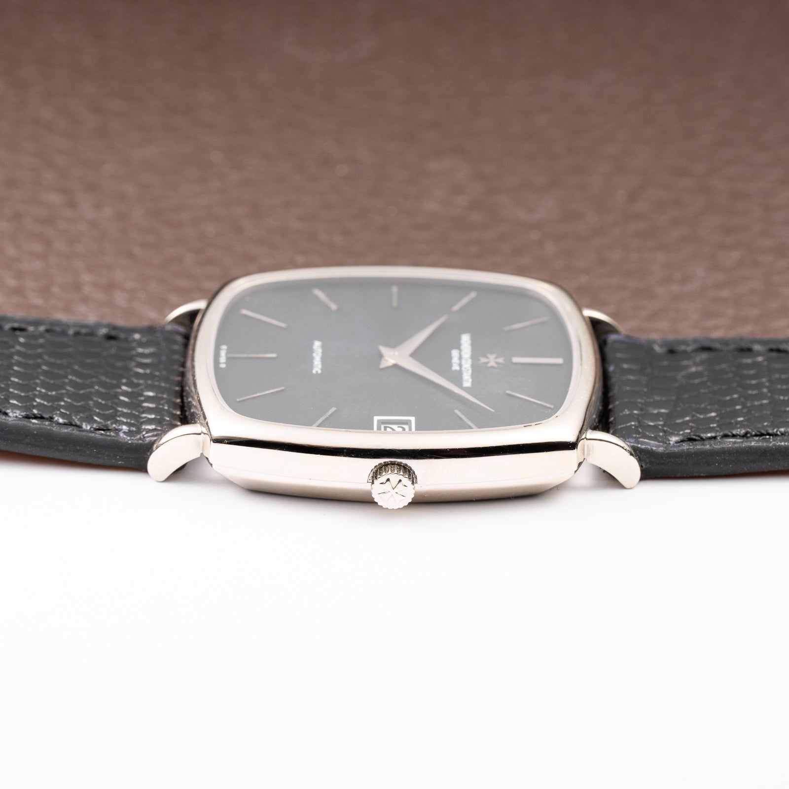 Vacheron Constantin Automatic Matt Black Sigma Dial Ultra-Thin  TV Case 18K White Gold Ref. 2196 from 1970s