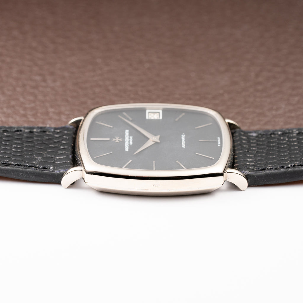 Vacheron Constantin Automatic Matt Black Sigma Dial Ultra-Thin  TV Case 18K White Gold Ref. 2196 from 1970s