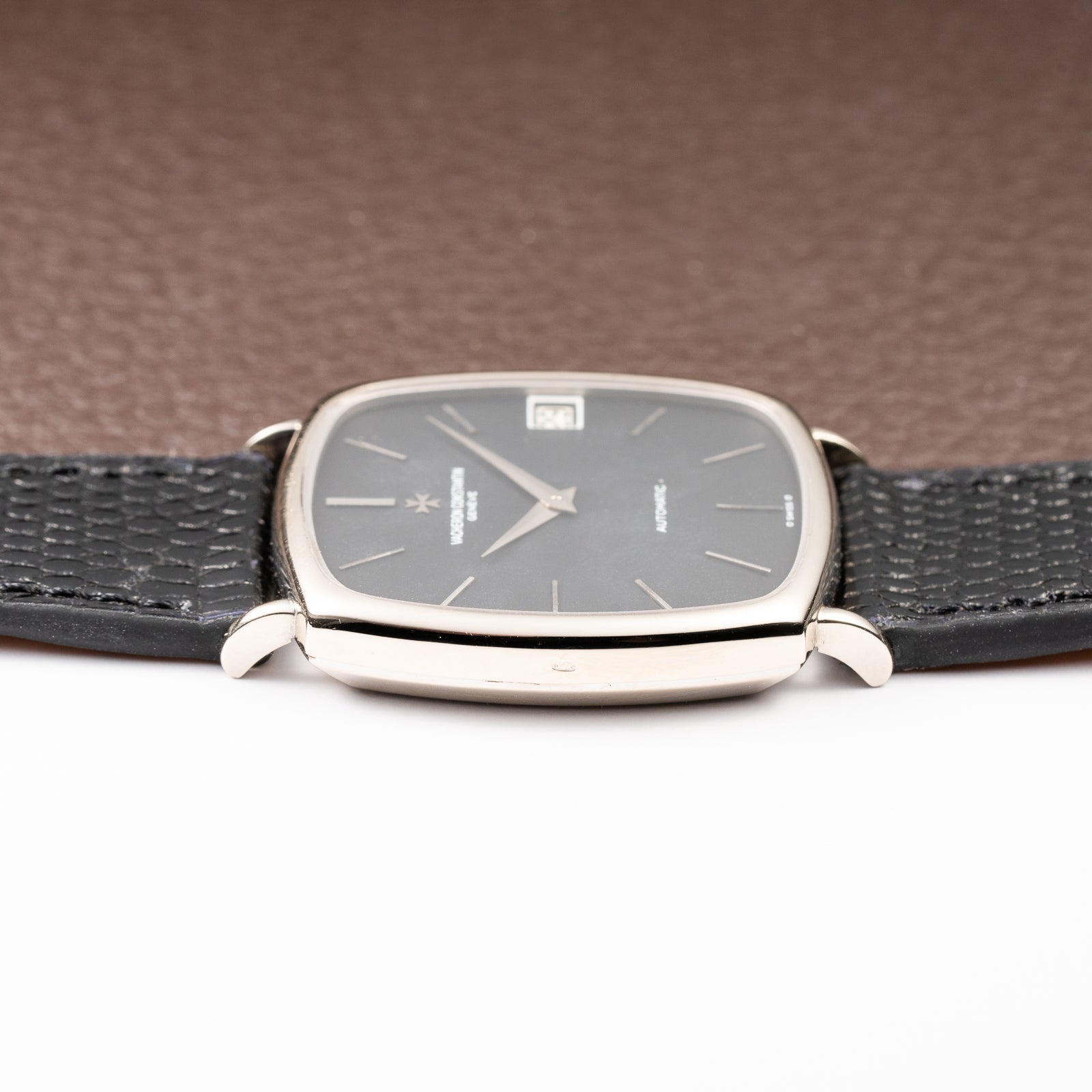 Vacheron Constantin Automatic Matt Black Sigma Dial Ultra-Thin  TV Case 18K White Gold Ref. 2196 from 1970s