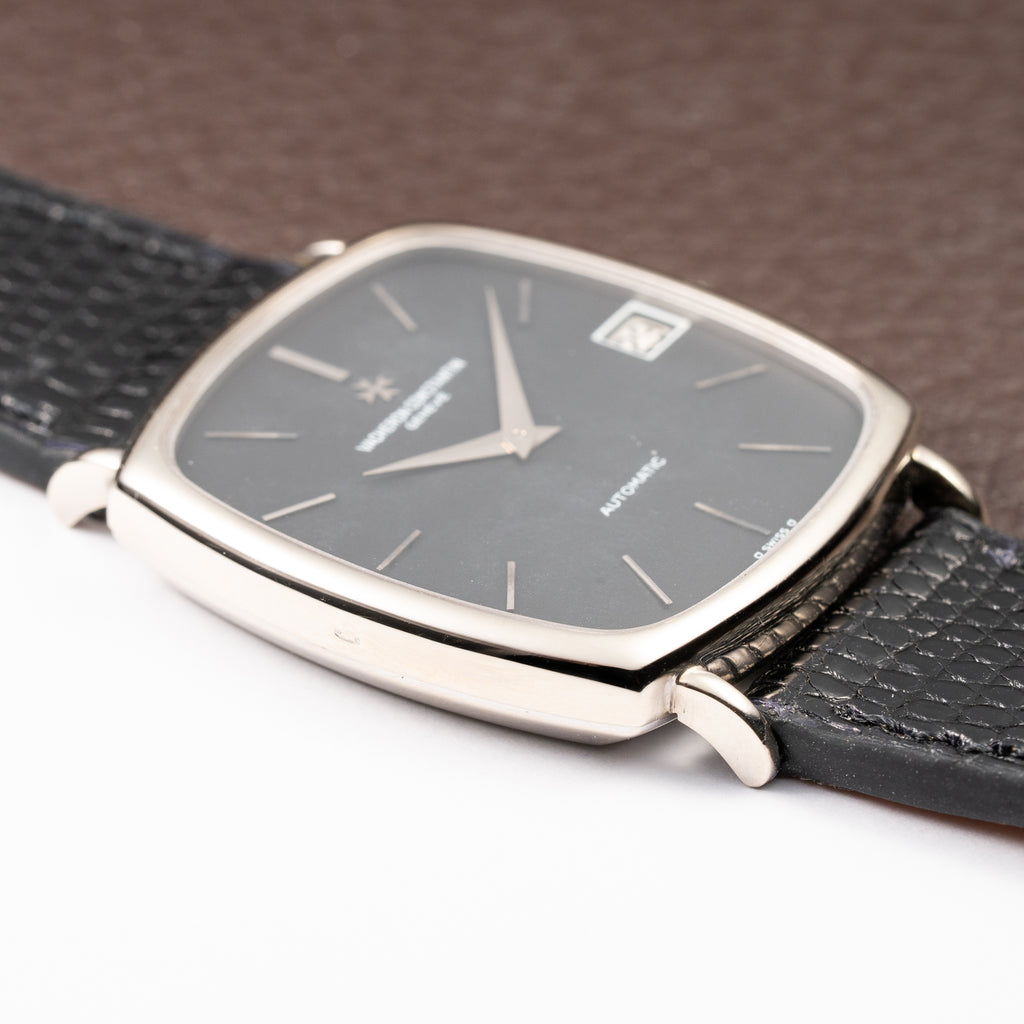 Vacheron Constantin Automatic Matt Black Sigma Dial Ultra-Thin  TV Case 18K White Gold Ref. 2196 from 1970s