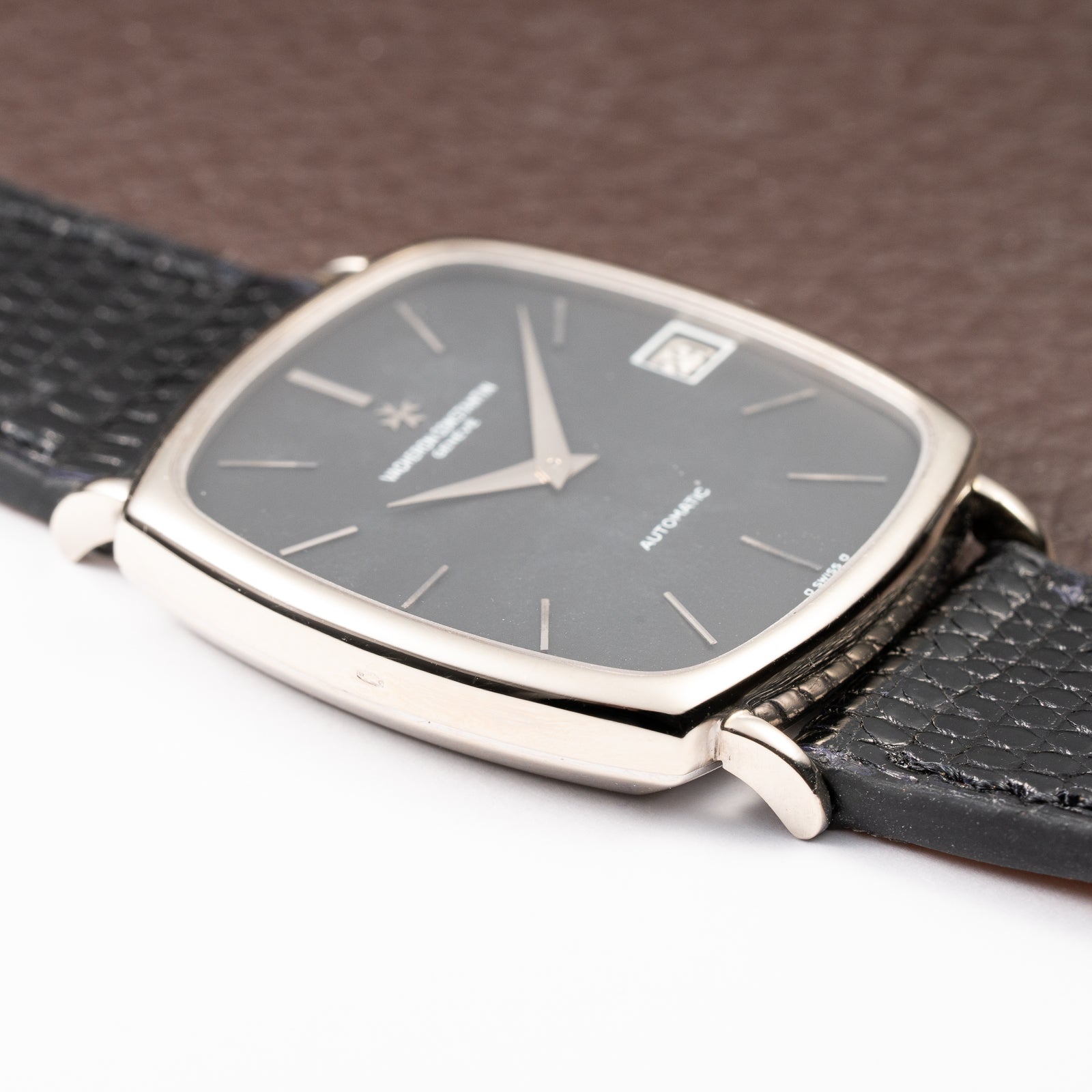 Vacheron Constantin Automatic Matt Black Sigma Dial Ultra-Thin  TV Case 18K White Gold Ref. 2196 from 1970s