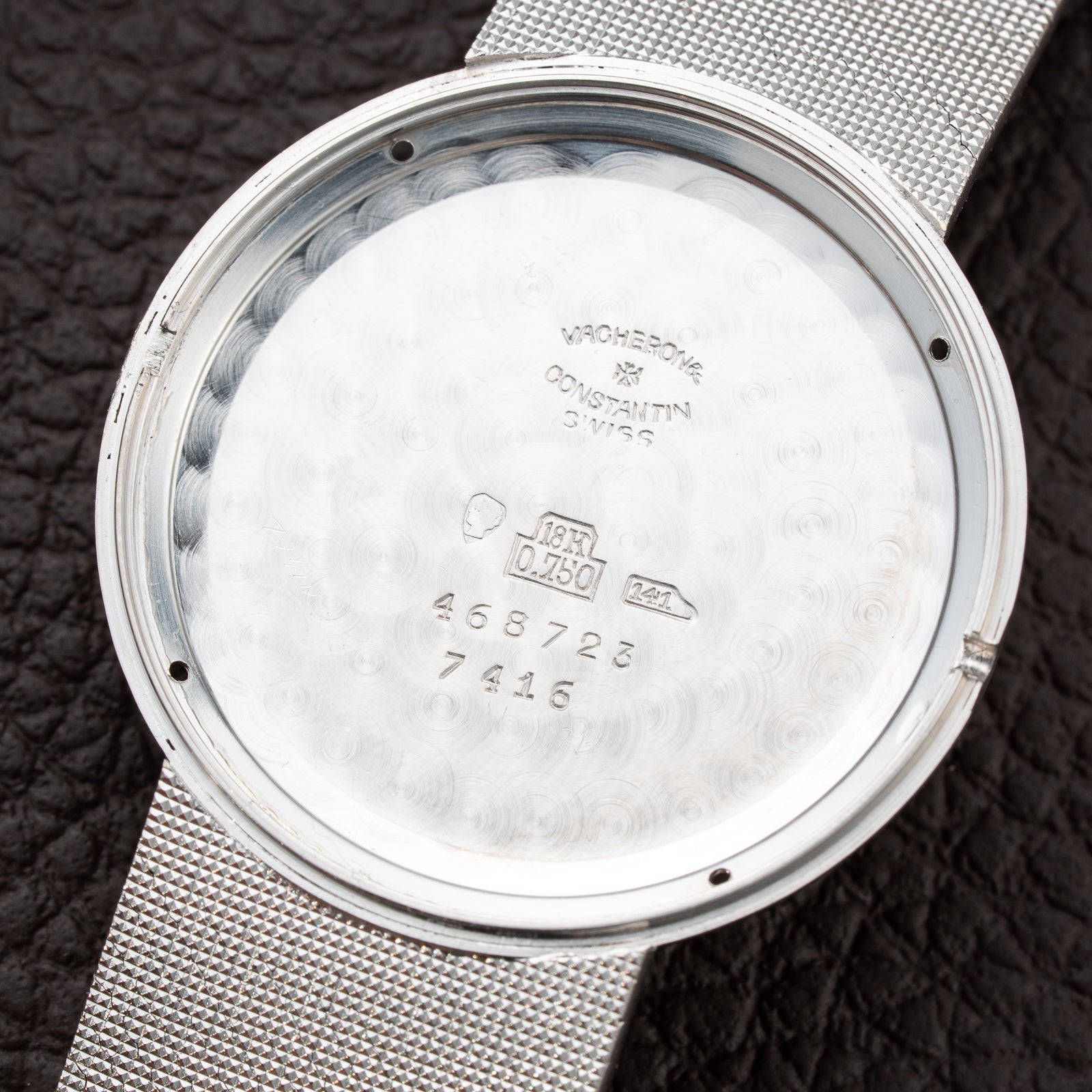 Vacheron Constantin Automatic Blue Ultra-Thin 18K White Gold Clous de Paris Hobnail with Papers Ref. 7416 from 1973