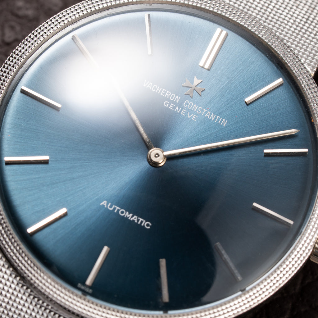 Vacheron Constantin Automatic Blue Ultra-Thin 18K White Gold Clous de Paris Hobnail with Papers Ref. 7416 from 1973
