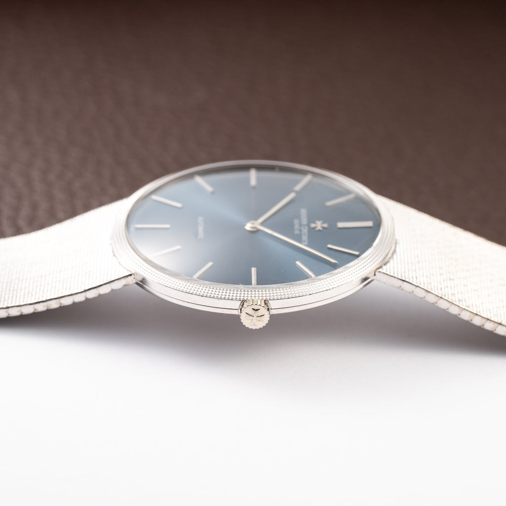 Vacheron Constantin Automatic Blue Ultra-Thin 18K White Gold Clous de Paris Hobnail with Papers Ref. 7416 from 1973